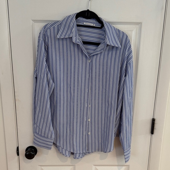 Staccato Tops - Staccato Blue and White Striped Button Down Shirt